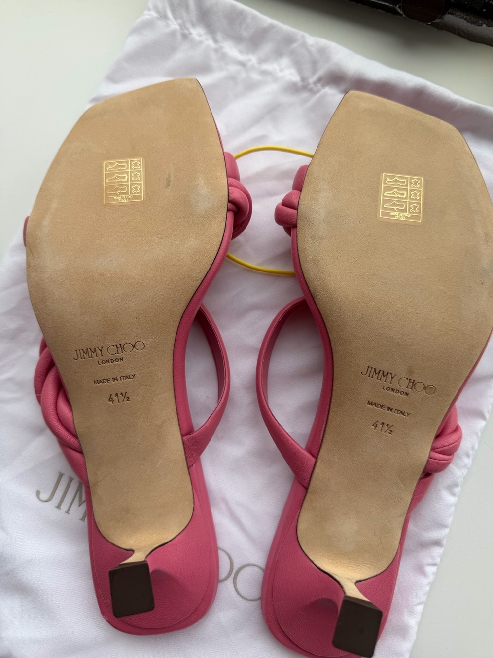 Jimmy Choo Pink Braided Strap Low Block Heel Sandal - new with minor flaws - Picture 4 of 11